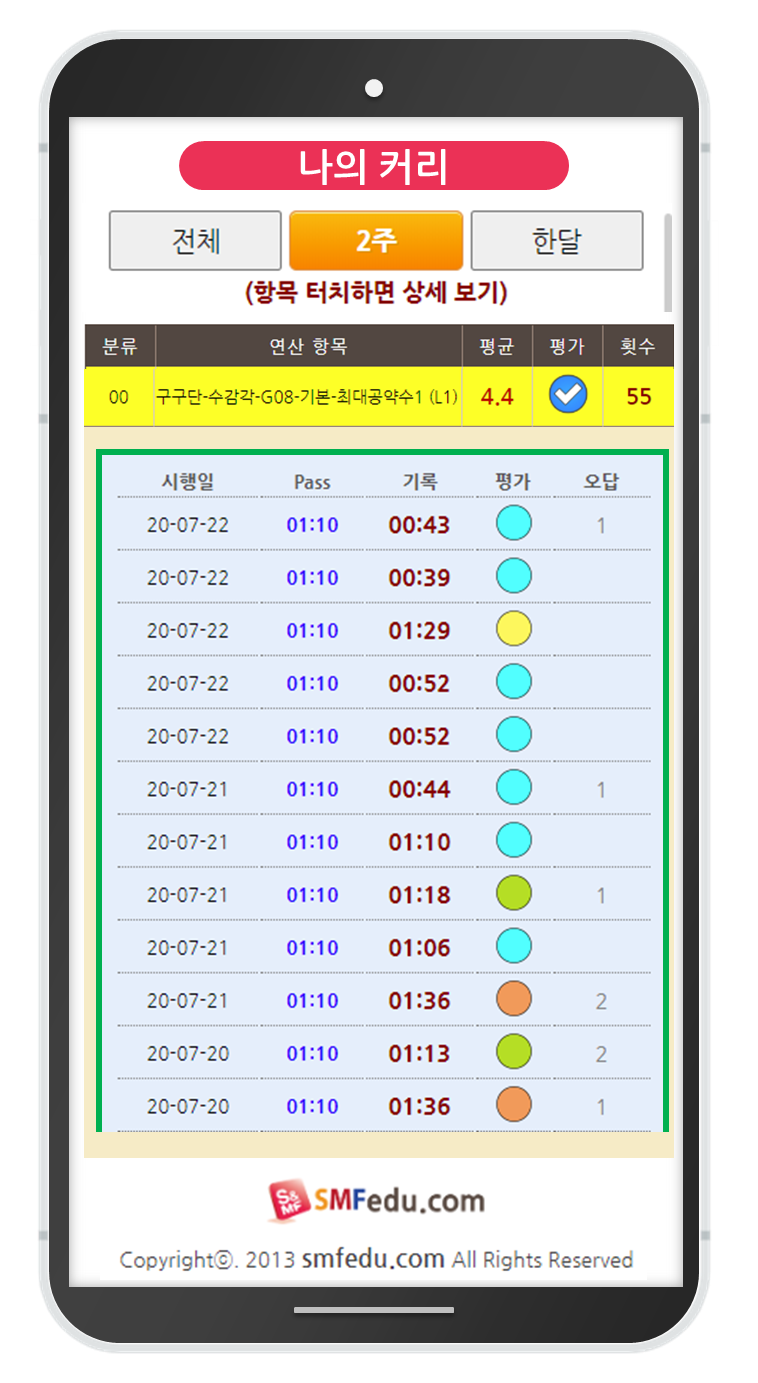 수피온-결과 피드백-나의 커리-상세보기